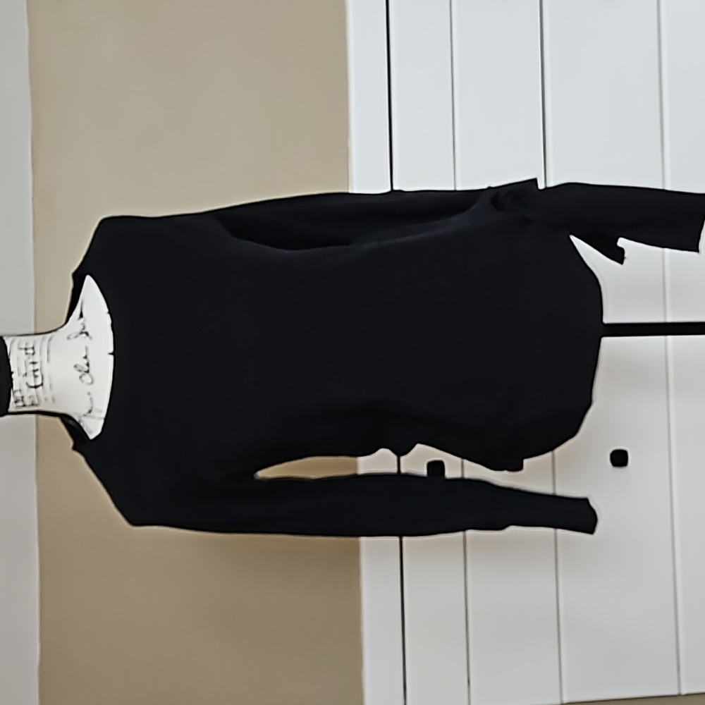 Andrew Marc New York Black Long-Sleeve, Side-Tie, Gold Buttoned Sleeves, Large